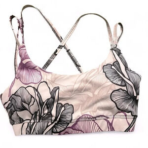 Koalani Tropical Pattern Sport Bra Removable Pads Medium Support Size Large